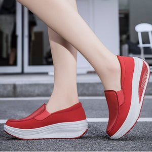 Women's rocker sole comfortable walking slip-on loafers with arch support