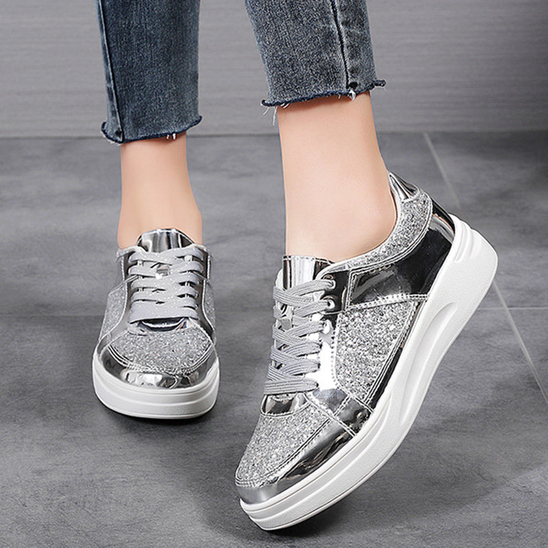 Women's sequin glitter platform sneakers