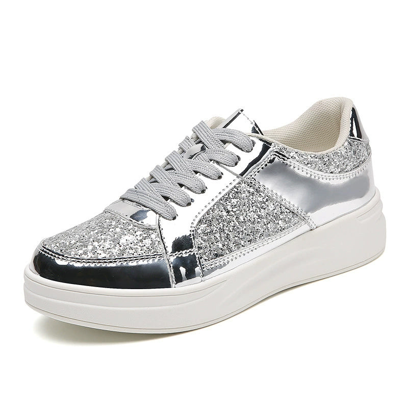 Women's sequin glitter platform sneakers