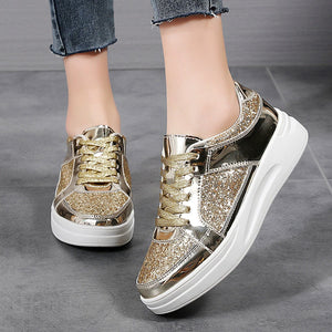 Women's sequin glitter platform sneakers