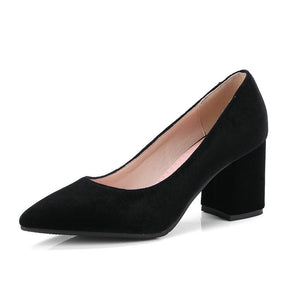 Women's silky velvet pointed toe block heels pumps for wedding/party