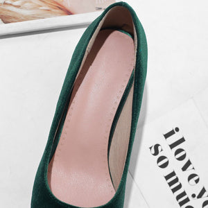 Women's silky velvet pointed toe block heels pumps for wedding/party