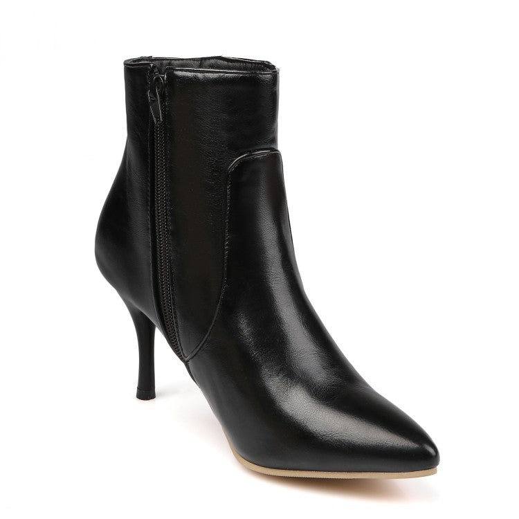 Black Women's stiletto heels pointed toe booties
