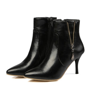 Black Women's stiletto heels pointed toe booties
