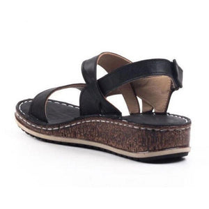 Women's strappy arch support peep toe velcro wedge sandals