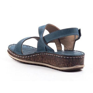 Women's strappy arch support peep toe velcro wedge sandals