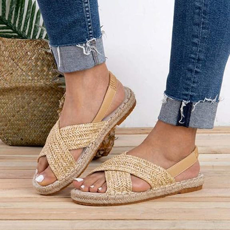 Women's straw slingback platform sandals