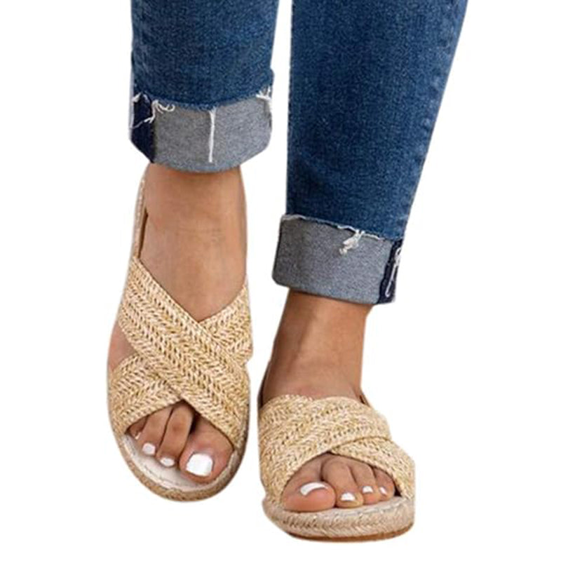 Women's straw slingback platform sandals