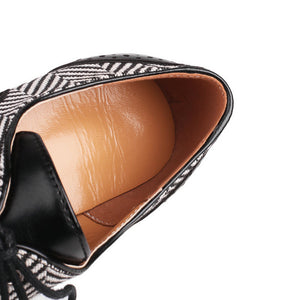 Women's striped patchwork 2 tones oxford brogue shoes