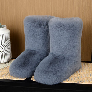 Women's thicken faux fur lining mid calf snow boots anti-skid