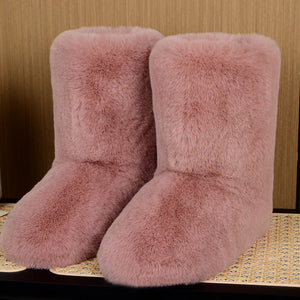 Women's thicken faux fur lining mid calf snow boots anti-skid