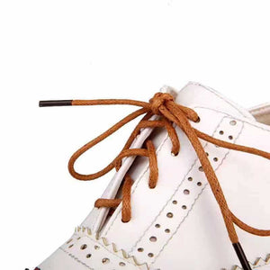 brown Retro Wingtip Oxford Heels for Women - Vintage Two-Tone Brogue Design for Everyday & Office Wear