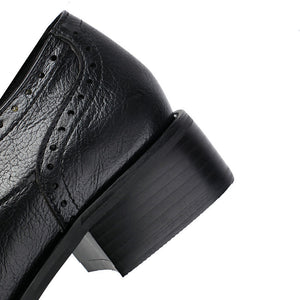 Women's vintage block heels wingtip brogue shoes