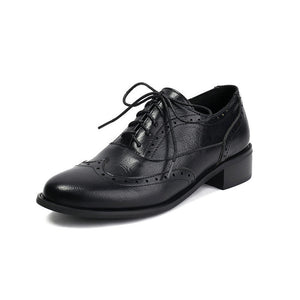 Women's vintage block heels wingtip brogue shoes