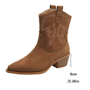 Women's vintage brown faux suede western booties