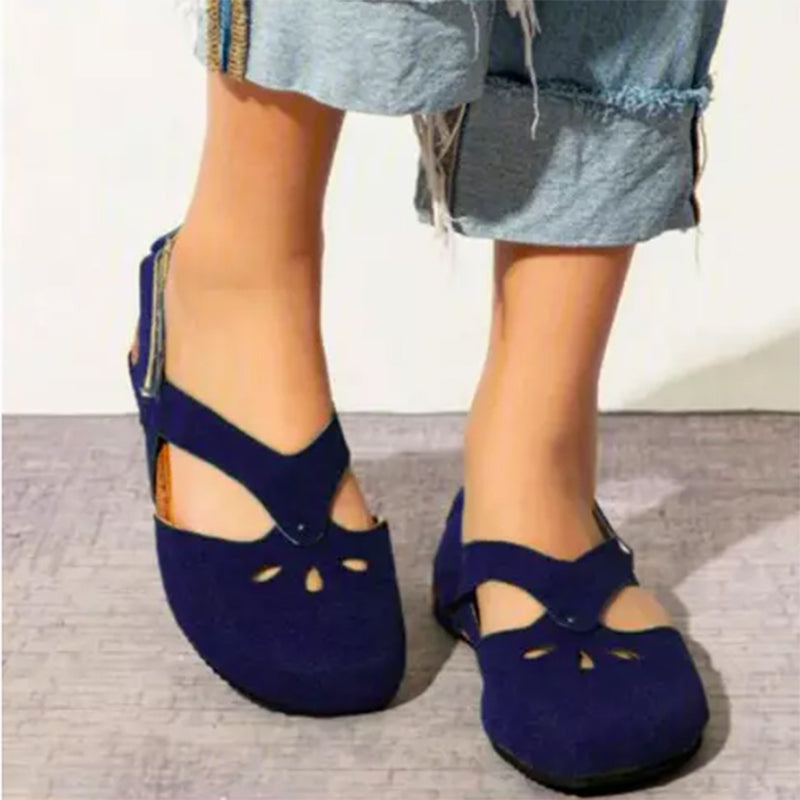 Women's vintage closed toe sandals slingback velcro sandals