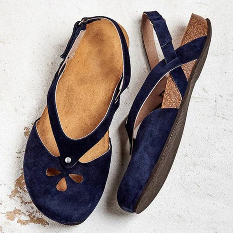 Women's vintage closed toe sandals slingback velcro sandals
