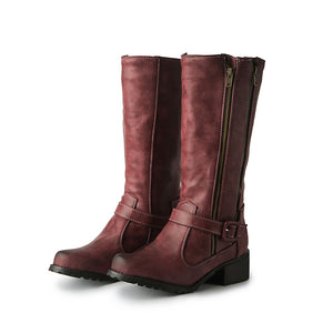 Retro Mid-Calf Riding Boots for Women - Double Zipper Detail for Everyday Elegance
