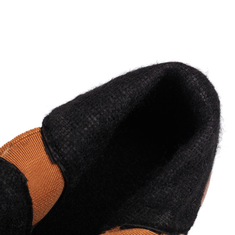 yellow Women's vintage elastic band slip-on wedge heels booties