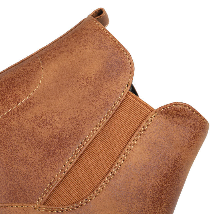 yellow Women's vintage elastic band slip-on wedge heels booties