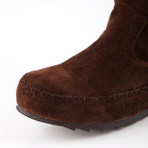 brown Women's vintage faux suede fringed and studded western boots