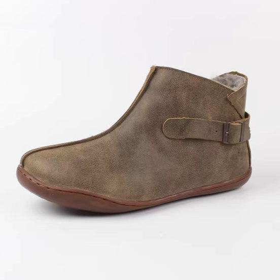 Women's vintage genuine leather fur booties