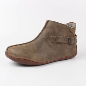 Women's vintage genuine leather fur booties
