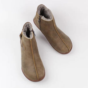 Women's vintage genuine leather fur booties