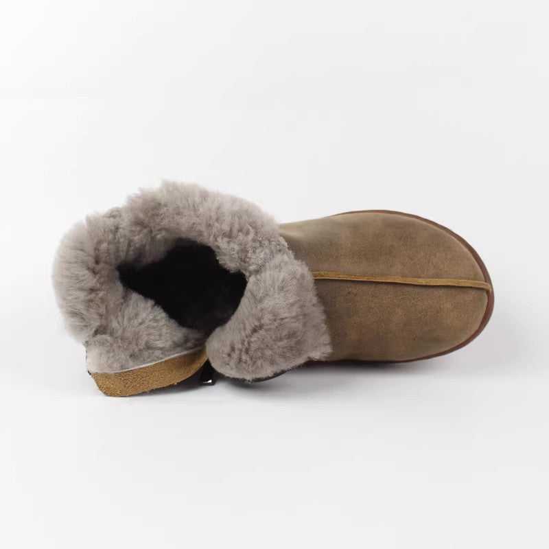 Women's vintage genuine leather fur booties