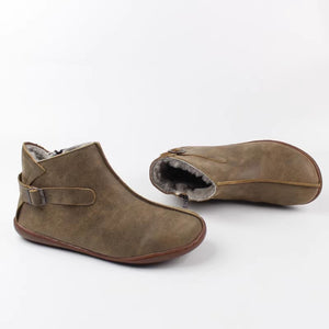 Women's vintage genuine leather fur booties