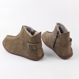Women's vintage genuine leather fur booties
