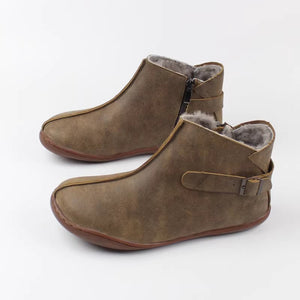 Women's vintage genuine leather fur booties