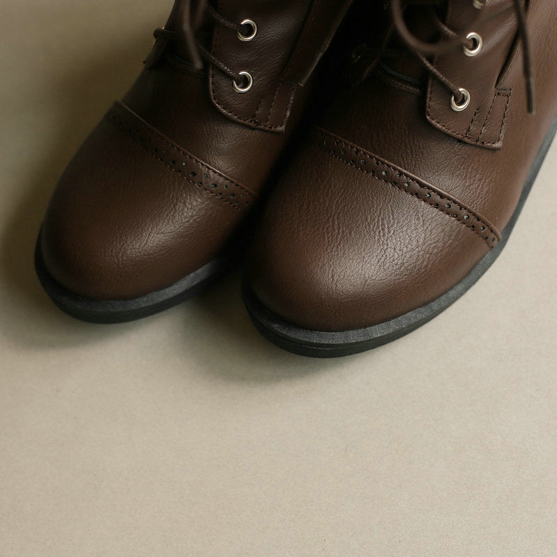 Women's vintage knee high biker boots with buckles