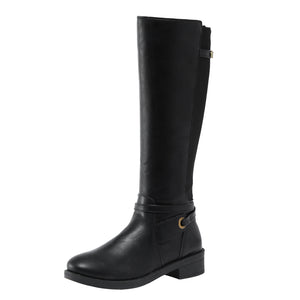 black Women's vintage knee high rinding boots