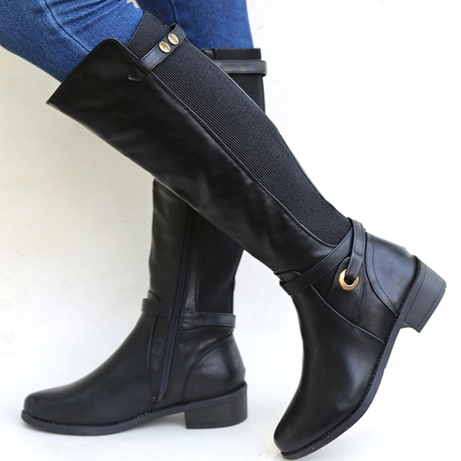 Women's vintage knee high rinding boots