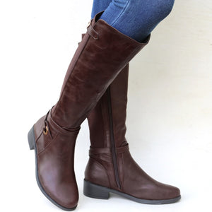 Women's vintage knee high rinding boots
