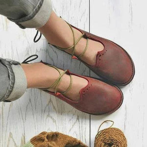 burgundy Women's vintage lace-up medieval shoes fairy shoes