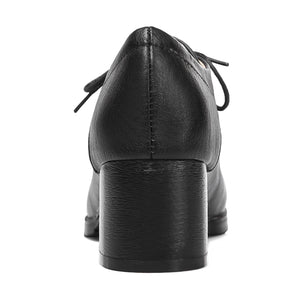 black Women's vintage lace-up mid block heels oxfords