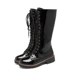 Women's vintage lace-up mid calf boots