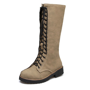 Women's vintage lace-up mid calf boots