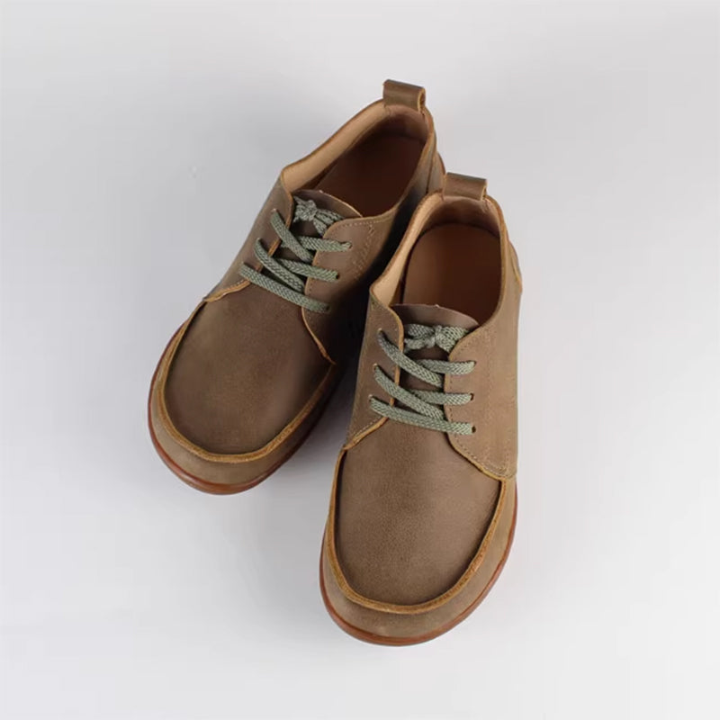 khaki Women's vintage leather derby boots
