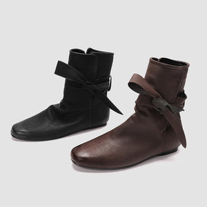 Women's vintage medieval side tie-up boots