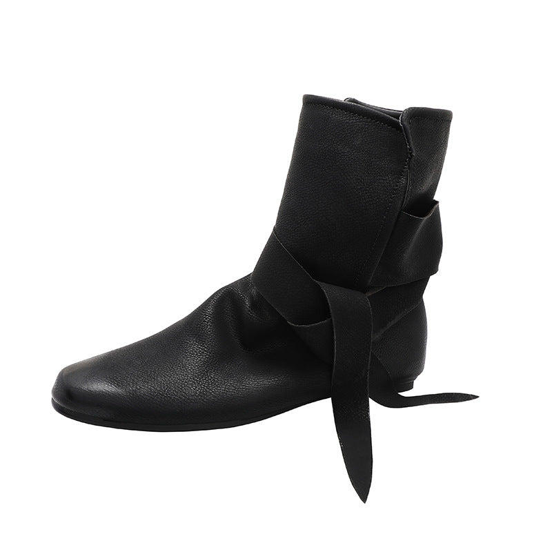 Women's vintage medieval side tie-up boots