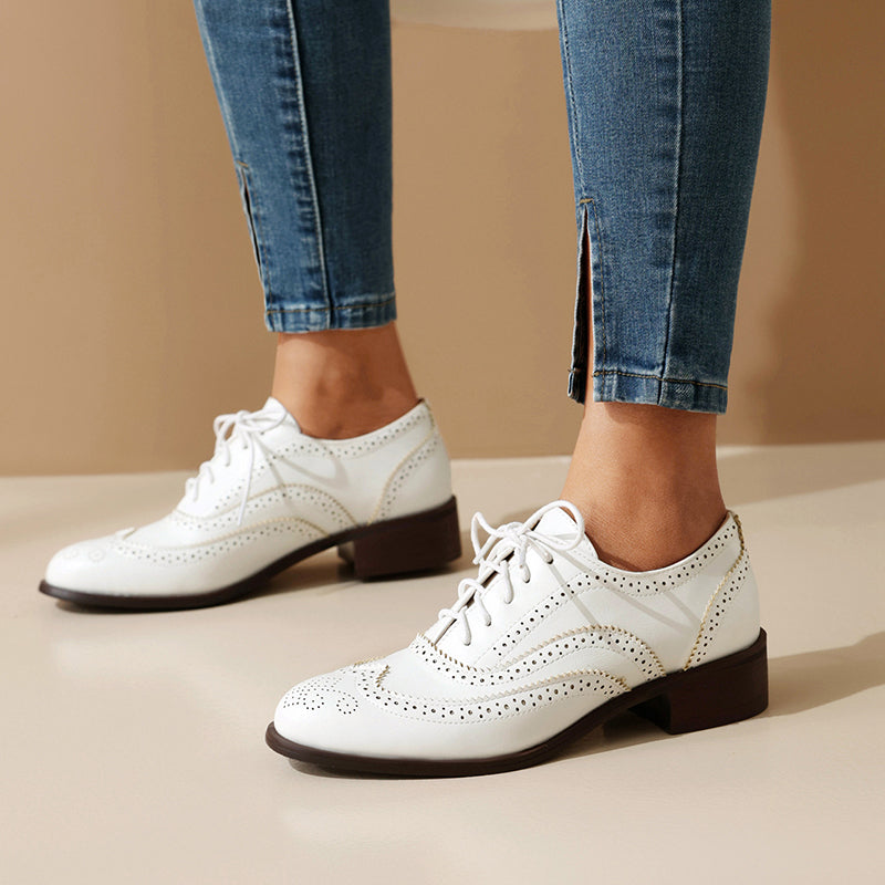 white Women's vintage multi-color patchwork oxfords shoes