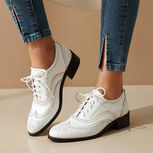 Women's vintage multi-color patchwork oxfords shoes