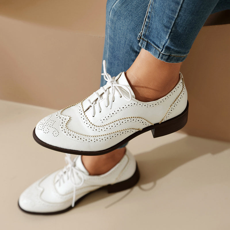 white Women's vintage multi-color patchwork oxfords shoes