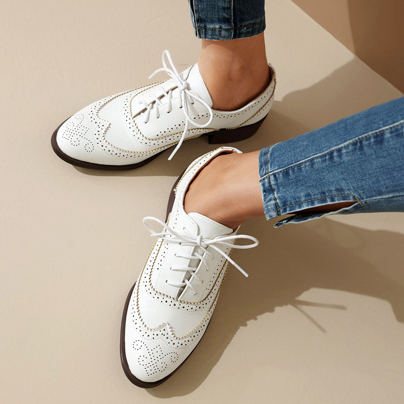 white Women's vintage multi-color patchwork oxfords shoes