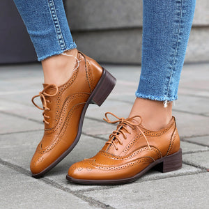Women's vintage multi-color patchwork oxfords shoes