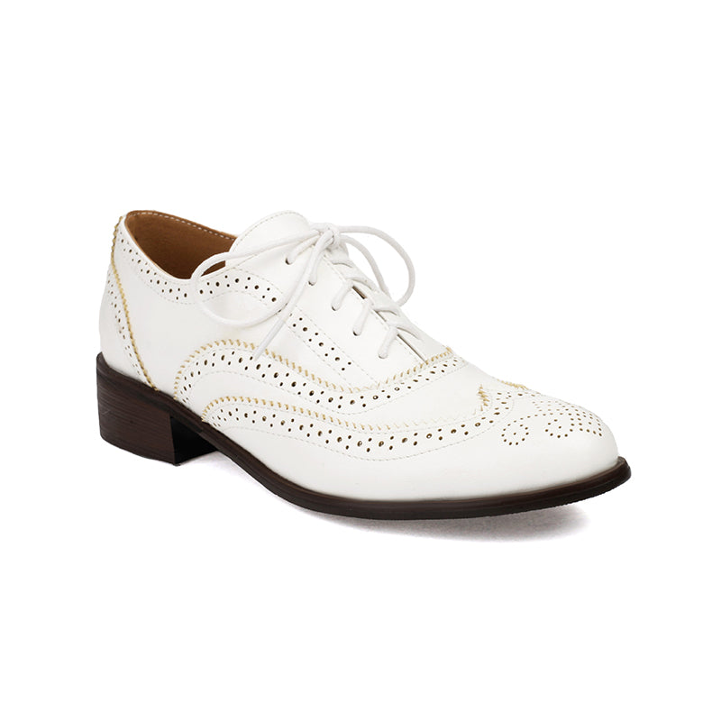 white Women's vintage multi-color patchwork oxfords shoes