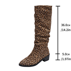 leopard Women's vintage slouchy knee high boots